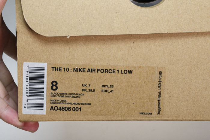 NikeAir Force 1 Low OF Black White AO4606-001